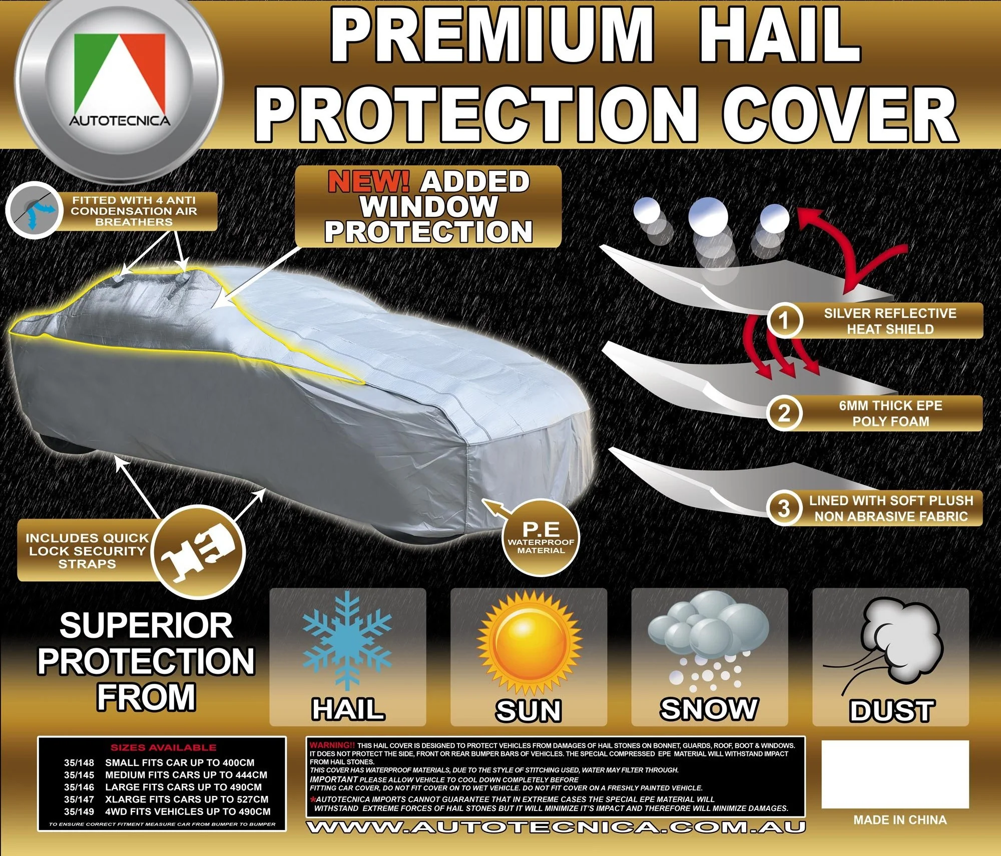 Car Cover Premium Hail Proof- Sedan, SUV, 4x4 - Image 4